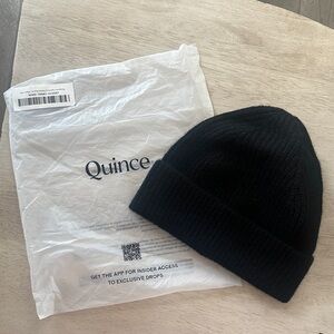 Quince Black Ribbed Knit Cuffed Beanie